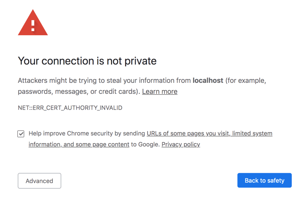 chrome certificate error